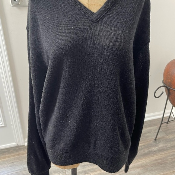 Vintage Sansabelt Golf Mens Black Orlon Acrylic Pullover Long Sleeve Sweater - Picture 2 of 6